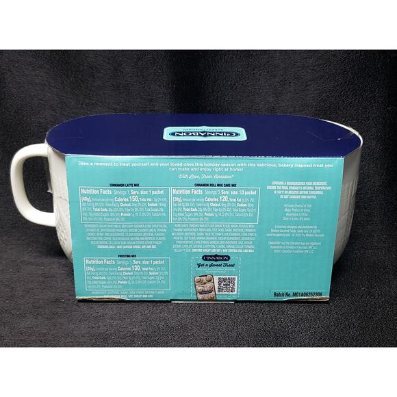 Cinnabon Cinnamon Roll 2 Ceramic Mug Set = Cake Cinnamon Latte & Frosting Mix - Picture 4 of 9